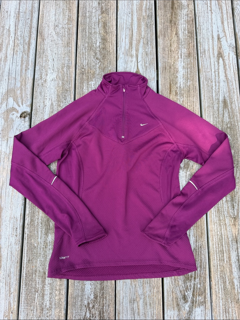 Nike Women's Magenta Quarter-Zip Long Sleeve Performance Top
